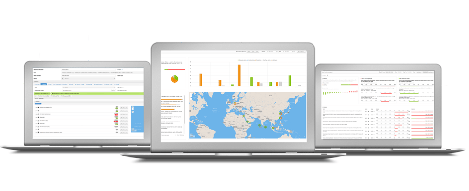 System monitors shipments of export cargo and import cargo in international trade.